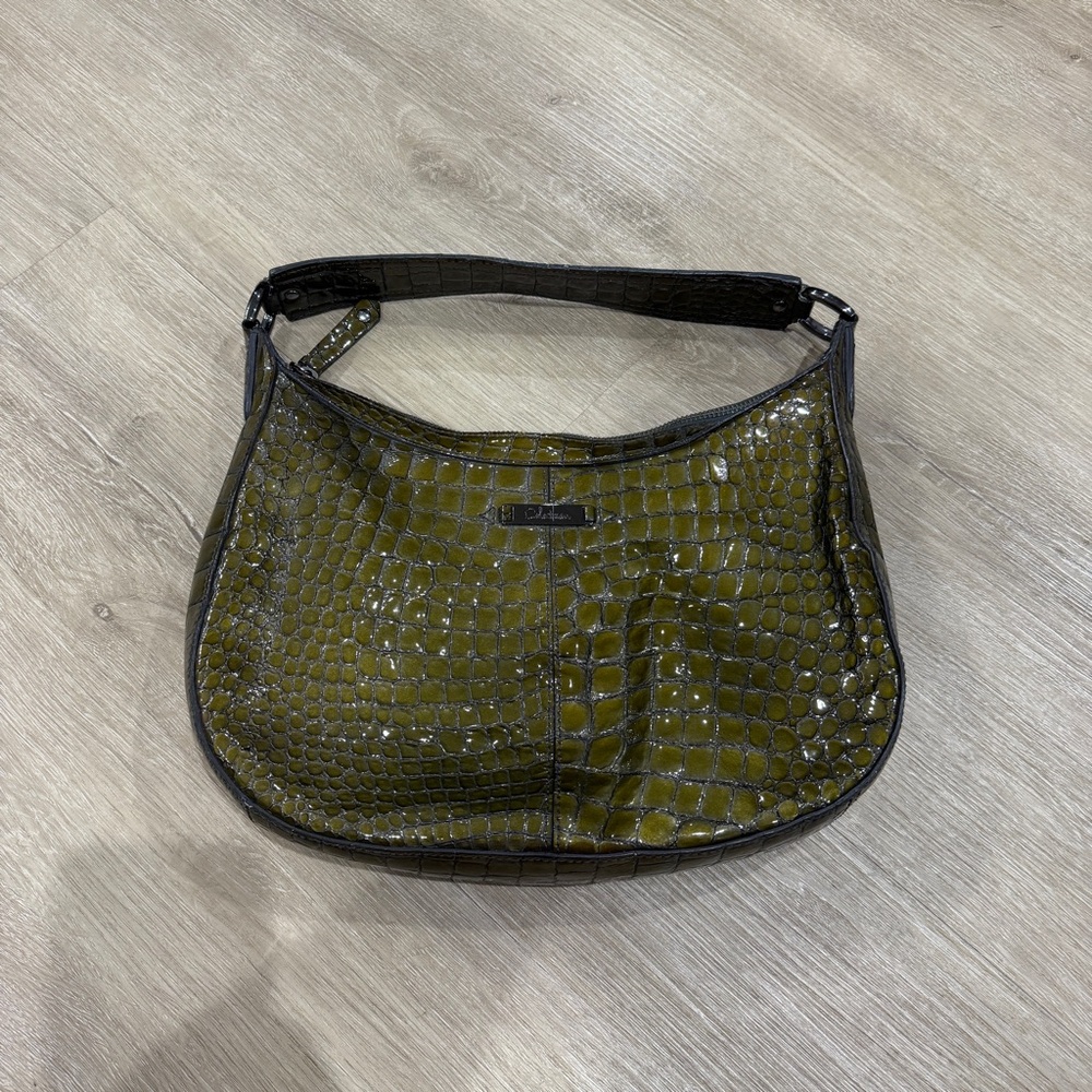 Cole Haan Green Crocodile-Embossed Hobo Bag